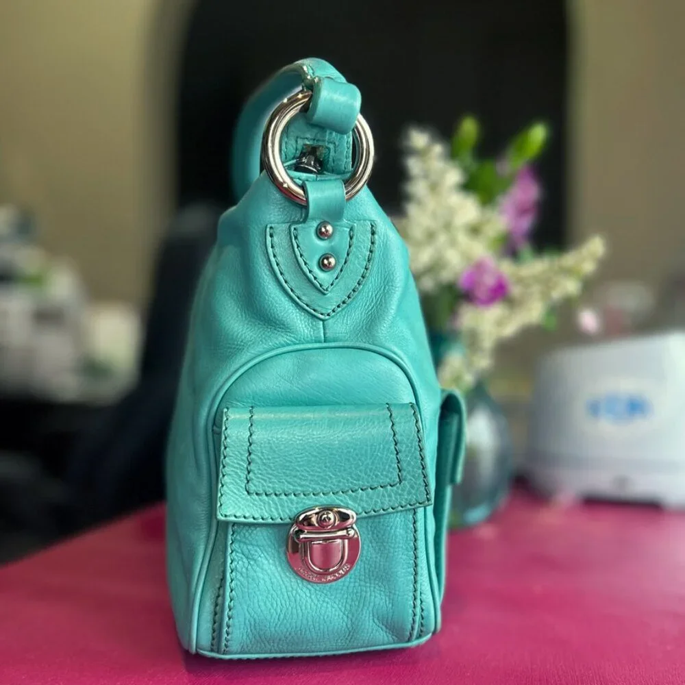 Classic Marc Jacobs Blake Multi-Pocket Hobo Bag in Teal with Silver Hardware - Picture 4 of 16